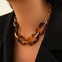 Thumbnail for Chic Toggle Clasp Chunky Leopard Acrylic Necklace - ArtGalleryZen
