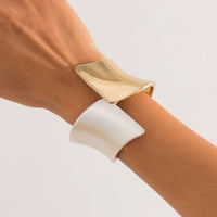 Thumbnail for Chic Two Tone Frosted Wide Cuff Bangle Bracelet - ArtGalleryZen
