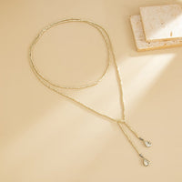 Thumbnail for Chic Waterdrop Pendant Square Seed Beaded Long Chain Necklace - ArtGalleryZen