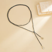Thumbnail for Chic Waterdrop Pendant Square Seed Beaded Long Chain Necklace - ArtGalleryZen