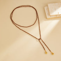 Thumbnail for Chic Waterdrop Pendant Square Seed Beaded Long Chain Necklace - ArtGalleryZen