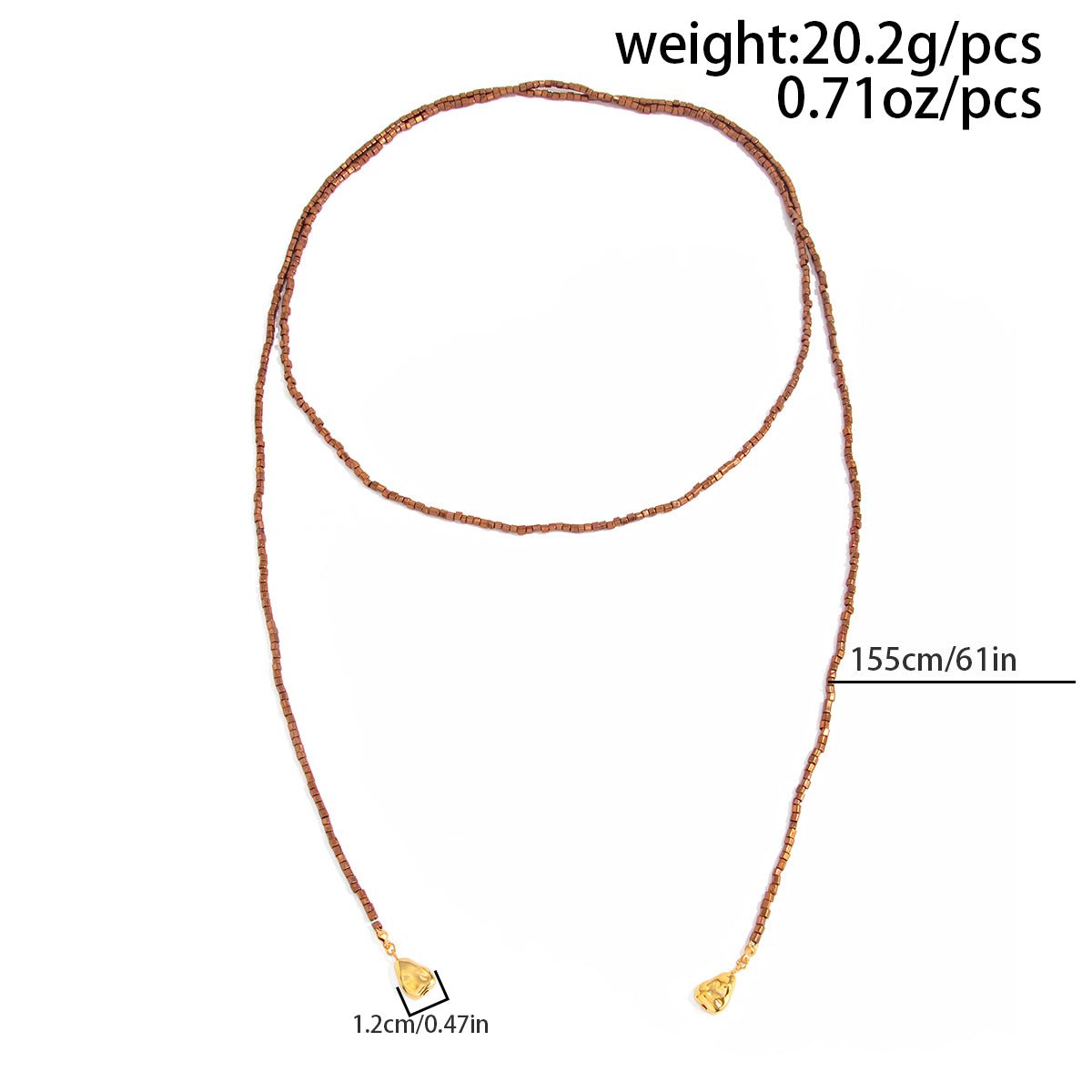 Chic Waterdrop Pendant Square Seed Beaded Long Chain Necklace - ArtGalleryZen