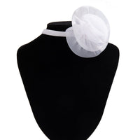 Thumbnail for Chic White Mesh Flower Velvet Collar Choker Necklace - ArtGalleryZen