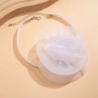 Thumbnail for Chic White Mesh Flower Velvet Collar Choker Necklace - ArtGalleryZen