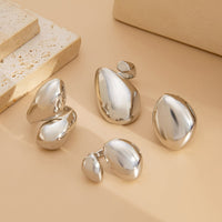 Thumbnail for Chunky 4pcs Gold Silver Plated Glossy Waterdrop Ring Set - ArtGalleryZen