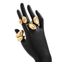 Thumbnail for Chunky 4pcs Gold Silver Plated Glossy Waterdrop Ring Set - ArtGalleryZen