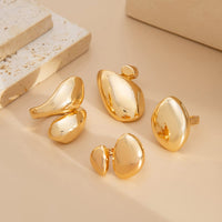 Thumbnail for Chunky 4pcs Gold Silver Plated Glossy Waterdrop Ring Set - ArtGalleryZen