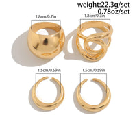 Thumbnail for Chunky 4pcs Gold Silver Tone Irregular Curved Ring Set - ArtGalleryZen