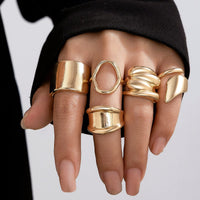 Thumbnail for Chunky 4Pcs Hollow Oval Glossy Stackable Ring Set - ArtGalleryZen