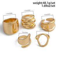Thumbnail for Chunky 4Pcs Hollow Oval Glossy Stackable Ring Set - ArtGalleryZen