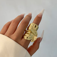 Thumbnail for Chunky Abstract Pattern Metallic Wide Ring - ArtGalleryZen