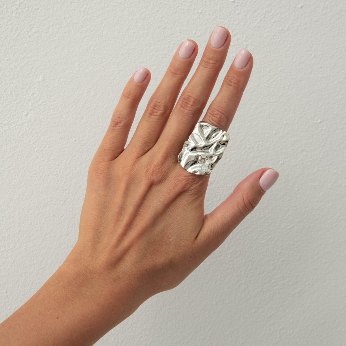 Chunky Gold Silver Tone Pleated Square Ring - ArtGalleryZen