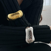 Thumbnail for Chunky Irregular Curved Wide Cuff Bangle Bracelet - ArtGalleryZen