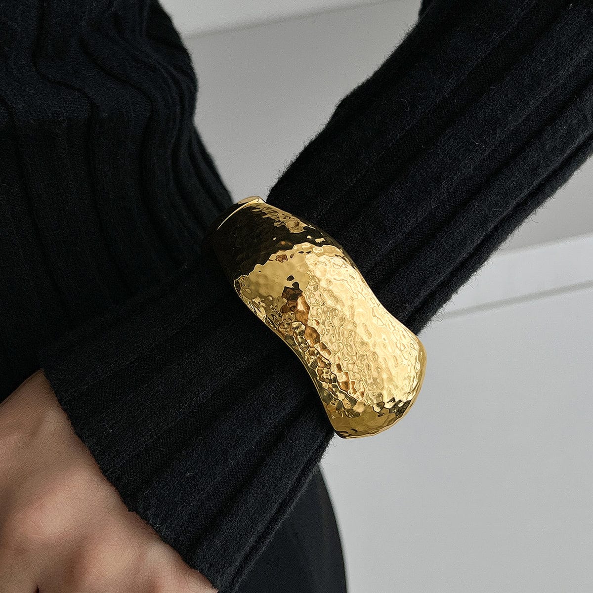 Chunky Irregular Curved Wide Cuff Bangle Bracelet - ArtGalleryZen