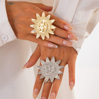 Thumbnail for Chunky Relief Smile Sun Open Ring - ArtGalleryZen