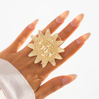 Thumbnail for Chunky Relief Smile Sun Open Ring - ArtGalleryZen