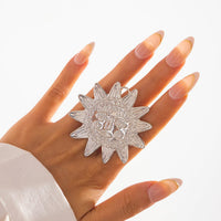 Thumbnail for Chunky Relief Smile Sun Open Ring - ArtGalleryZen