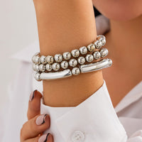 Thumbnail for Classic 3pcs Gold Silver Plated Ball Chain Bracelet Set - ArtGalleryZen