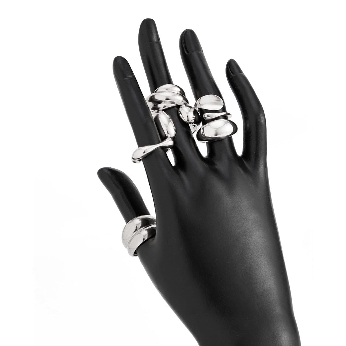 Classic 6pcs Chunky Irregular Curved Ring Set - ArtGalleryZen