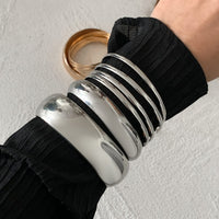 Thumbnail for Classic 6pcs Glossy Wide Cuff Bangle Bracelet Set - ArtGalleryZen