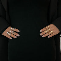 Thumbnail for Classic 6pcs Gold Silver Plated Irregular Waterdrop Ring Set - ArtGalleryZen