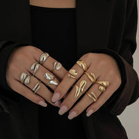 Thumbnail for Classic 6pcs Gold Silver Plated Irregular Waterdrop Ring Set - ArtGalleryZen