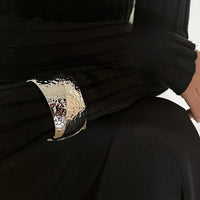 Thumbnail for Classic Chunky Textured Wide Cuff Bangle Bracelet - ArtGalleryZen