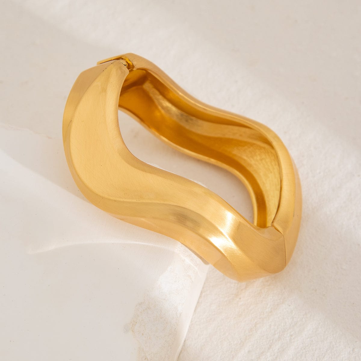 Classic Frosted Gold Tone Curved Bangle Bracelet Set - ArtGalleryZen