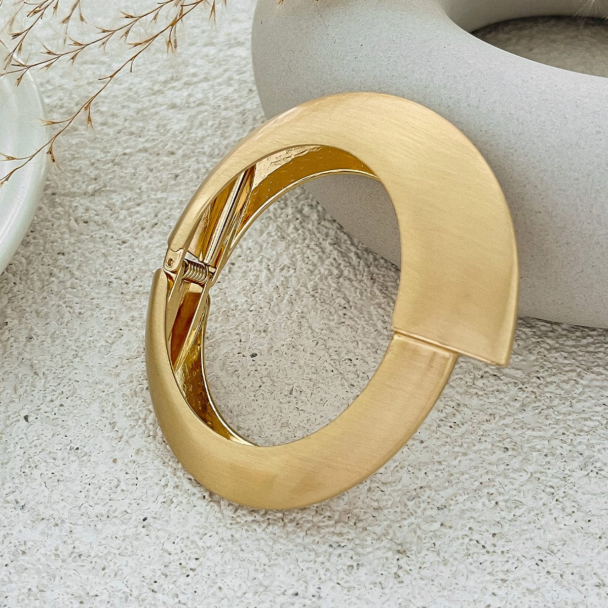Classic Frosted Gold Tone Curved Bangle Bracelet Set - ArtGalleryZen