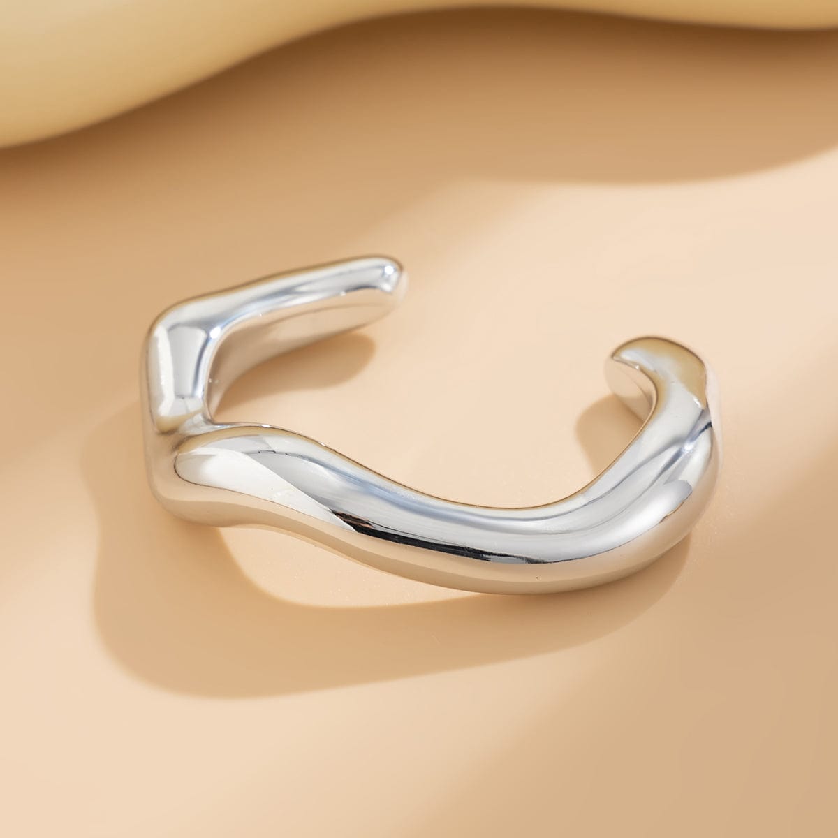 Classic Gold Silver Plated Glossy Wave Bangle Bracelet - ArtGalleryZen
