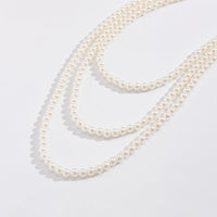 Thumbnail for Classic Layered Pearl Long Chain Necklace - ArtGalleryZen