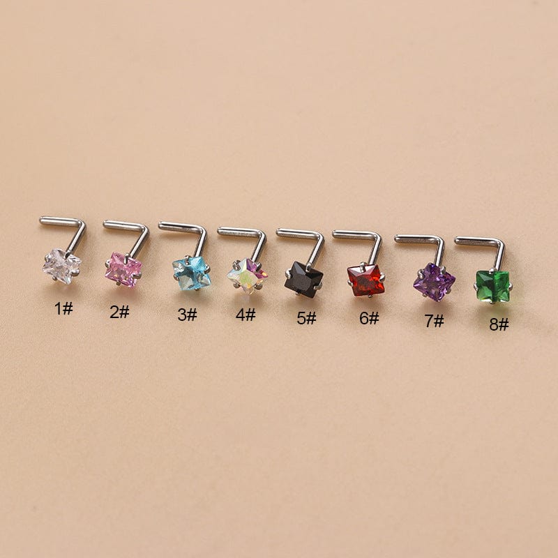 Colorful 3mm CZ Inlaid Stainless Steel Nose Piercing Nose Stud - ArtGalleryZen