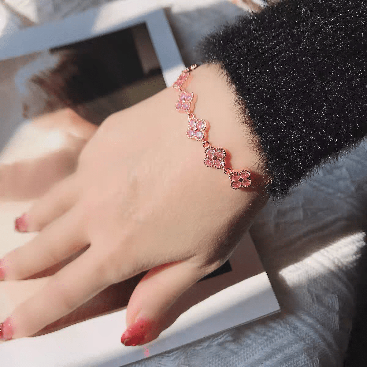 Colorful Crystal Clover Bracelet - ArtGalleryZen