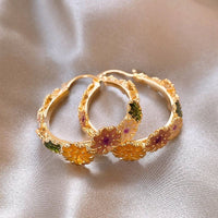 Thumbnail for Colorful Enamel Flower Hoop Earrings - ArtGalleryZen