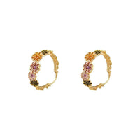 Thumbnail for Colorful Enamel Flower Hoop Earrings - ArtGalleryZen
