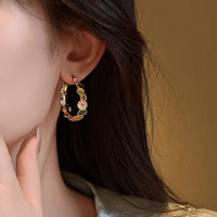 Thumbnail for Colorful Enamel Flower Hoop Earrings - ArtGalleryZen