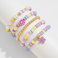 Thumbnail for Colorful Layered Enamel Flower Polymer Clay Pearl Beaded Bracelet Set - ArtGalleryZen
