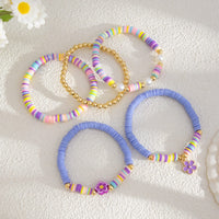 Thumbnail for Colorful Layered Enamel Flower Polymer Clay Pearl Beaded Bracelet Set - ArtGalleryZen