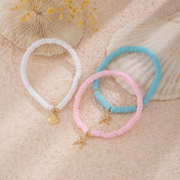 Thumbnail for Colorful Layered Shell Starfish Charm Polymer Clay Anklet Set - ArtGalleryZen