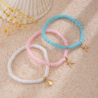 Thumbnail for Colorful Layered Shell Starfish Charm Polymer Clay Anklet Set - ArtGalleryZen