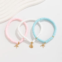 Thumbnail for Colorful Layered Shell Starfish Charm Polymer Clay Anklet Set - ArtGalleryZen