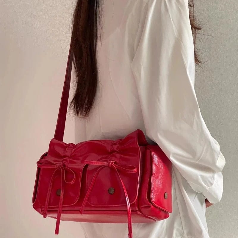 Colorful Ribbon Shoulder Crossbody Leather Bag - ArtGalleryZen