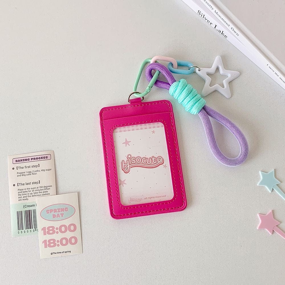 Colorful Star Leather Kpop Keychain Photocard Holder - ArtGalleryZen