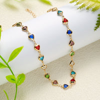 Thumbnail for Colorful Zirconia Heart Chain Necklace - ArtGalleryZen