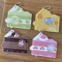 Thumbnail for Cream Cheese Strawberry Chocolate Cake Kpop Keychain Photocard Holder - ArtGalleryZen