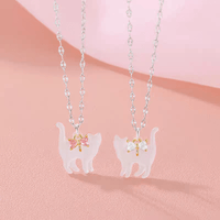 Thumbnail for Crystal Bowknot Cat Pendant Necklace - ArtGalleryZen