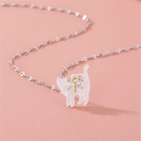 Thumbnail for Crystal Bowknot Cat Pendant Necklace - ArtGalleryZen
