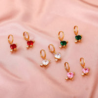 Thumbnail for Crystal Cupid Arrow Heart Huggie Hoop Dangle Earrings - ArtGalleryZen