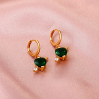 Thumbnail for Crystal Cupid Arrow Heart Huggie Hoop Dangle Earrings - ArtGalleryZen