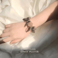 Thumbnail for Crystal Floral Embroidery Butterfly Bracelet - ArtGalleryZen